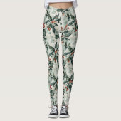 Kerst Waterverf Holly Flowers and Berries Leggings (Voorkant)