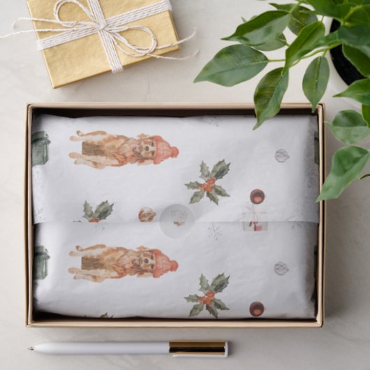 Kerst Waterverf hond Tissuepapier (Geschenk)