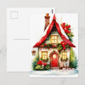 Kerst Waterverf Huis Briefkaart (Voorkant / Achterkant)