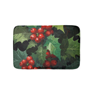 Kerst waterverf Hulst bes bladeren botanisch Badmat