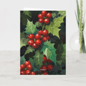 Kerst waterverf Hulst bes bladeren botanisch Feestdagen Kaart (Achterkant)