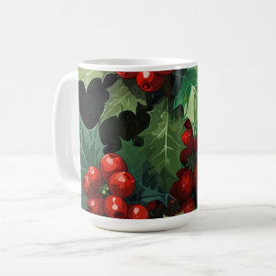 Kerst waterverf Hulst bes bladeren botanisch  Koffiemok