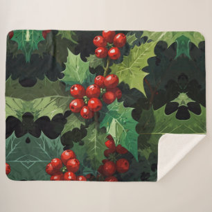 Kerst waterverf Hulst bes bladeren botanisch Sherpa Deken