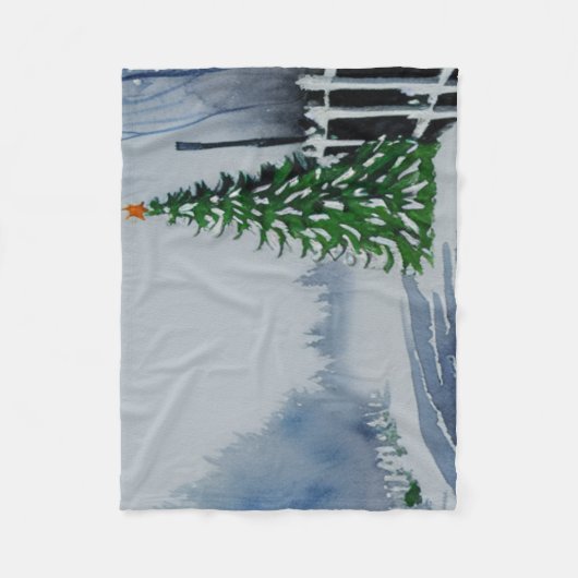 Kerst-Waterverf in het binnenland Fleece Deken (Voorkant)