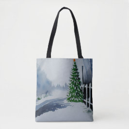 Kerst-Waterverf in het binnenland Tote Bag