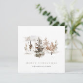 Kerst waterverf kaart met winterlandschap (Staand voorkant)