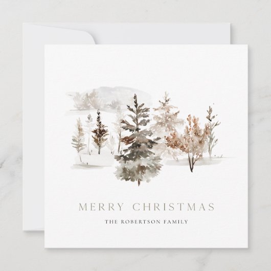 Kerst waterverf kaart met winterlandschap (Voorkant)