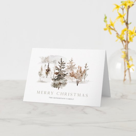 Kerst waterverf kaart met winterlandschap (Gele Bloem)