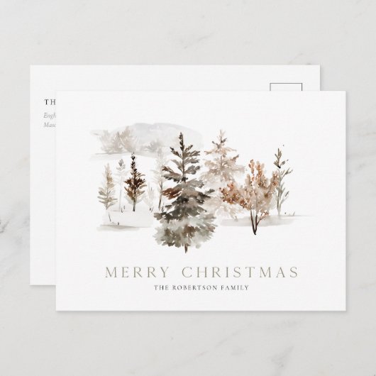 Kerst waterverf kaart met winterlandschap (Voorkant / Achterkant)