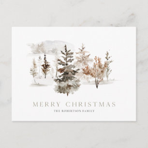 Kerst waterverf kaart met winterlandschap