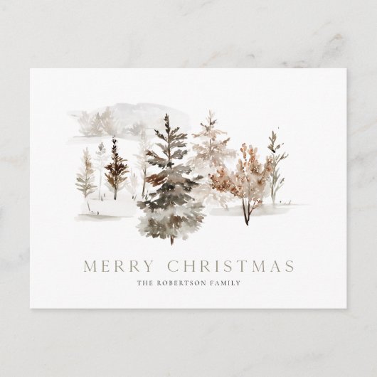 Kerst waterverf kaart met winterlandschap (Voorkant)