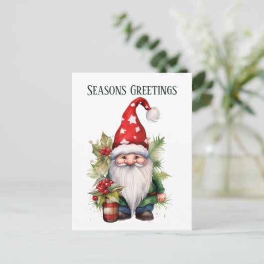 Kerst waterverf kabouter tekst toevoegen Vakantie Feestdagenkaart (Staand voorkant)