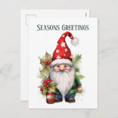 Kerst waterverf kabouter tekst toevoegen Vakantie Feestdagenkaart (Voorkant / Achterkant)