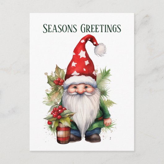 Kerst waterverf kabouter tekst toevoegen Vakantie Feestdagenkaart (Voorkant)