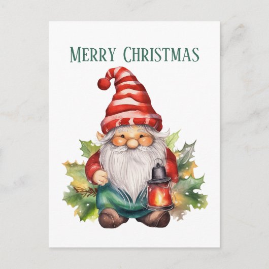 Kerst waterverf kabouter tekst toevoegen Vakantie Feestdagenkaart (Voorkant)