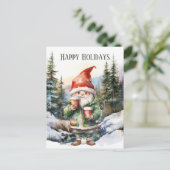 Kerst waterverf kabouter tekst toevoegen Vakantie Feestdagenkaart (Staand voorkant)