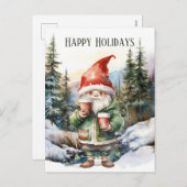 Kerst waterverf kabouter tekst toevoegen Vakantie Feestdagenkaart (Voorkant / Achterkant)