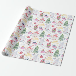 Kerst waterverf kabouters cadeaupapier
