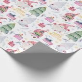 Kerst waterverf kabouters cadeaupapier (Hoek)