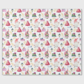 Kerst waterverf kabouters cadeaupapier (Vlak)