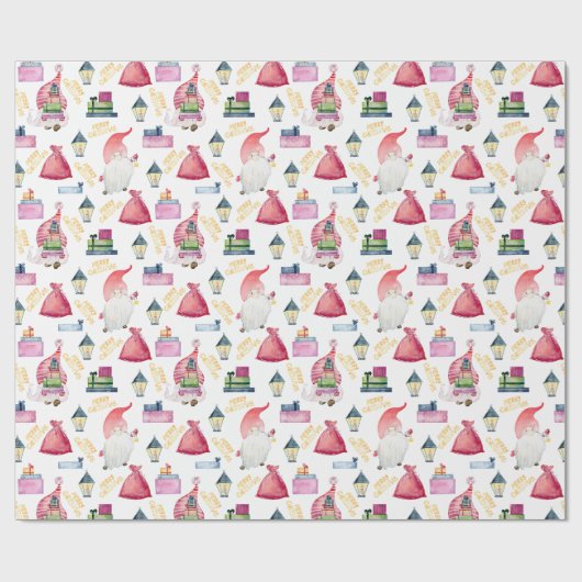 Kerst waterverf kabouters cadeaupapier (Vlak)