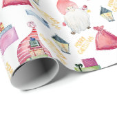 Kerst waterverf kabouters cadeaupapier (Rol Hoek)