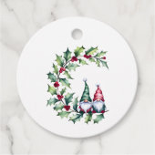 Kerst Waterverf kabouters zitten op Holly Twig Bedankjes Labels (Voorkant)