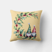 Kerst Waterverf kabouters zitten op Holly Twig Kussen (Achterkant)