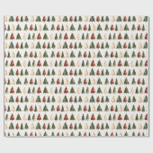 Kerst Waterverf Kerstbomen  Cadeaupapier (Vlak)