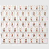 Kerst Waterverf Konijnen Cadeaupapier (Vlak)