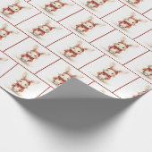Kerst Waterverf Konijnen Cadeaupapier (Hoek)