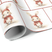 Kerst Waterverf Konijnen Cadeaupapier (Rol Hoek)