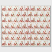 Kerst Waterverf konijntjes met geschenken Cadeaupapier (Vlak)