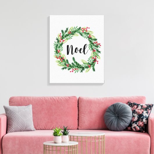 Kerst waterverf krans canvas afdruk (Insitu (Woonkamer))