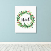 Kerst waterverf krans canvas afdruk (Insitu (Houten vloer))
