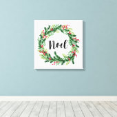 Kerst waterverf krans canvas afdruk (Insitu (Houten vloer))
