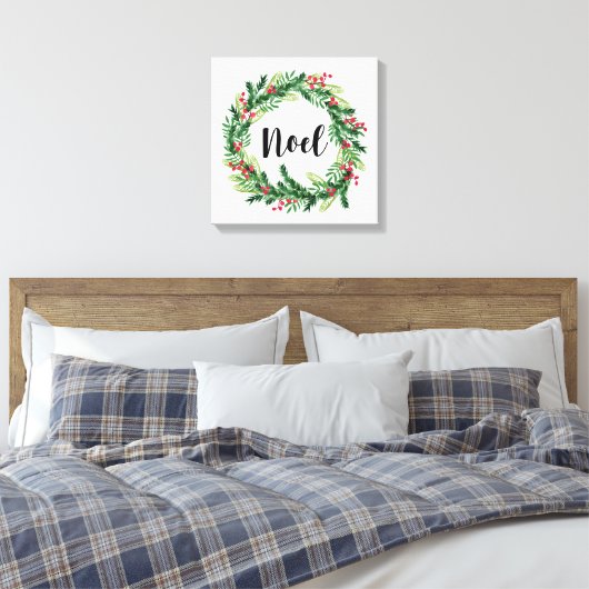 Kerst waterverf krans canvas afdruk (Insitu (Slaapkamer))