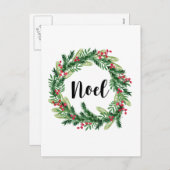 Kerst waterverf krans feestdagenkaart (Voorkant / Achterkant)