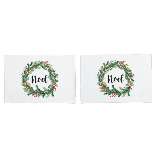 Kerst waterverf krans kussensloop (Voorkant-Set)
