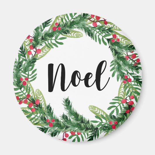 Kerst waterverf krans magneet (Voorkant)