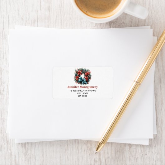 Kerst Waterverf krans met Holly Etiket (Insitu)