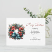 Kerst Waterverf krans met Holly Feestdagenkaart (Staand voorkant)