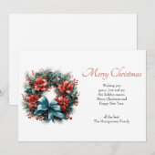 Kerst Waterverf krans met Holly Feestdagenkaart (Voorkant / Achterkant)