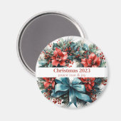Kerst Waterverf krans met Holly Magneet (Voorkant / Achterkant)