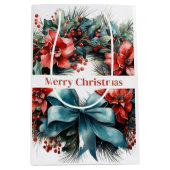 Kerst Waterverf krans met Holly Medium Cadeauzakje (Voorkant)