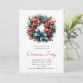 Kerst Waterverf krans met Holly Party Kaart (Staand voorkant)