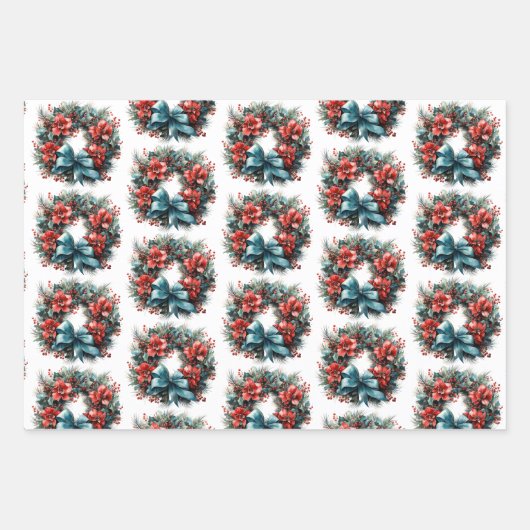 Kerst Waterverf krans met Holly Pattern Inpakpapier Vel (Voorkant 2)