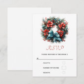 Kerst Waterverf krans met Holly RSVP Kaartje (Voorkant / Achterkant)