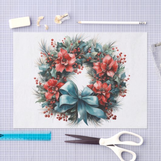 Kerst Waterverf krans met Holly Tissuepapier (Craft)