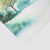 Kerst Waterverf Landelijke Winter Scene Tissuepapier (Detail)